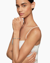 Classic Cable Bracelet in Sterling Silver with Peridot and Diamonds, 5mm